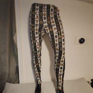 VERSACE Virtus Alphabet black and gold barocco women's pantaloni leggings pants